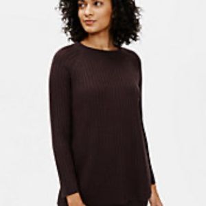 Eileen Fisher stunning chocolate brown merino wool sweater & skirt set NWOT
